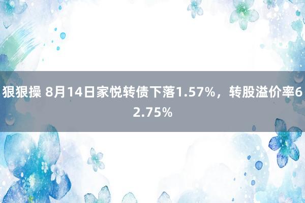 狠狠操 8月14日家悦转债下落1.57%，转股溢价率62.75%