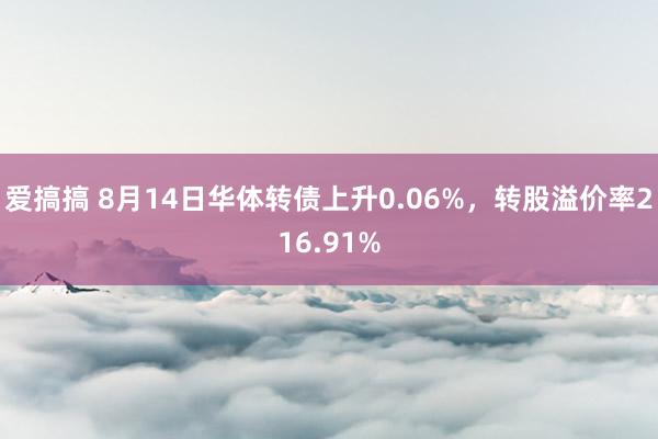 爱搞搞 8月14日华体转债上升0.06%，转股溢价率216.91%