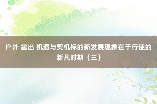户外 露出 机遇与契机标的新发展现象在于行使的新凡时期（三）