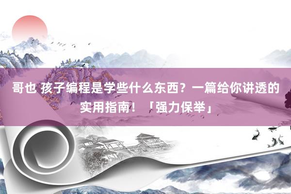 哥也 孩子编程是学些什么东西？一篇给你讲透的实用指南！「强力保举」