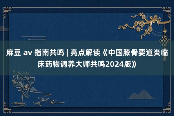 麻豆 av 指南共鸣 | 亮点解读《中国膝骨要道炎临床药物调养大师共鸣2024版》