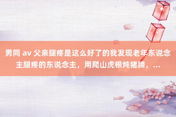 男同 av 父亲腿疼是这么好了的我发现老年东说念主腿疼的东说念主，用爬山虎根炖猪蹄，...