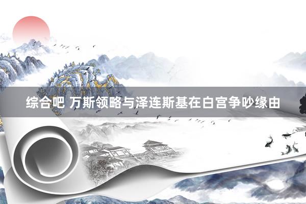 综合吧 万斯领略与泽连斯基在白宫争吵缘由